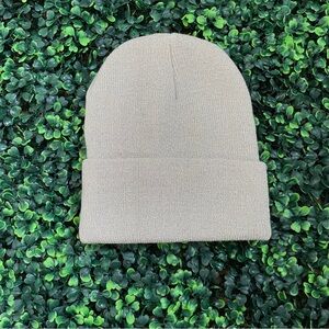 Beige Glitter Knit Beanie